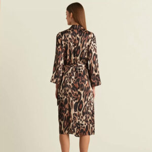 077.50.01.085_BRW-mdl3 Σατέν Κρουαζέ Φόρεμα Με Animal Print forel