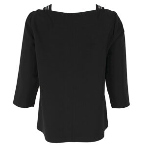 804523_BLK-01 Φαρδιά Μαύρη Μπλούζα Με Τρέσσα PIROUETTE