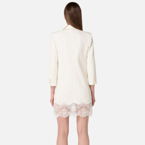 AB44137E2_193-mdl3 Λευκό Φόρεμα-Σακάκι Με Δαντέλα ELISABETTA FRANCHI