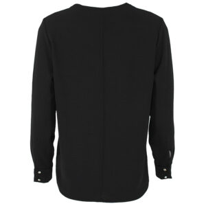 X23-185_BLK-01 Μαύρη Μπλούζα Με V Με Πιέτες DIDONE