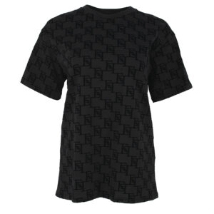 MA00641E2_110-00 Μαύρο T-Shirt Με Βελουτέ Logo ELISABETTA FRANCHI