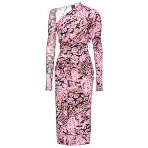 103023A1O5_UY6-00 Artemide Μακρύ Ροζ Εμπριμέ Φόρεμα Με Σούρες pinko