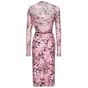 103023A1O5_UY6-01 Artemide Μακρύ Ροζ Εμπριμέ Φόρεμα Με Σούρες pinko