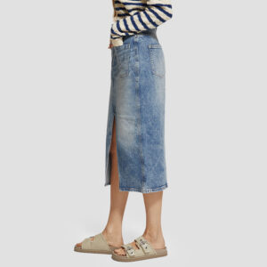 176370_1848-mdl2 maison scotch and soda Midi Τζιν Φούστα Με Σκίσιμο