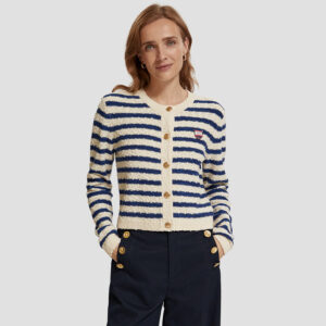 176629_6002-mdl2 Μπλε Ριγέ Πλεκτή Ζακέτα maison scotch and soda