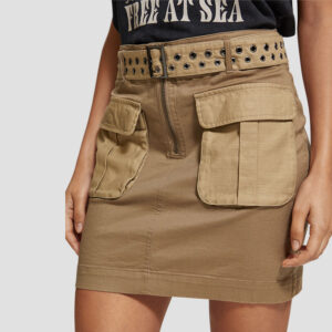 177307_6869-mdl2 Κοντή Καφέ Φούστα Με Ζώνη maison scotch and soda