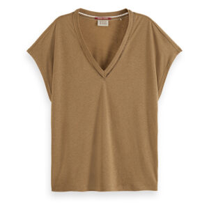 177324_6869-00 maison scotch and soda Χακί T-Shirt Με V