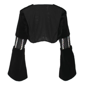 2339011_BLK-01 Zircon Μαύρο Γούνινο Μπολερό Με Στρας C-THROU