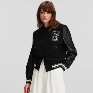 240W1415_999-mdl1 Μαύρο Μάλλινο Μπουφάν Bomber KARL LAGERFELD