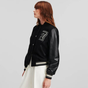 240W1415_999-mdl2 Μαύρο Μάλλινο Μπουφάν Bomber KARL LAGERFELD