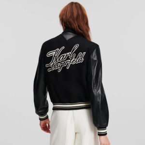 240W1415_999-mdl3 Μαύρο Μάλλινο Μπουφάν Bomber KARL LAGERFELD