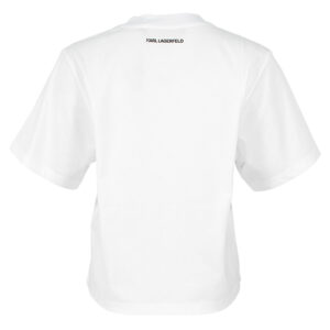 240W1701_100-01 Άσπρο T-Shirt Με Logo Στρας KARL LAGERFELD
