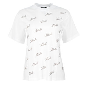 240W1704_100-00 Άσπρο T-Shirt Με Στρας KARL LAGERFELD