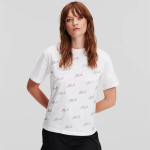 240W1704_100-mdl1 Άσπρο T-Shirt Με Στρας KARL LAGERFELD