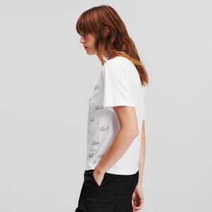 240W1704_100-mdl2 Άσπρο T-Shirt Με Στρας KARL LAGERFELD