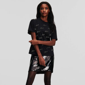240W1704_999-mdl1 Μαύρο T-Shirt Με Στρας KARL LAGERFELD