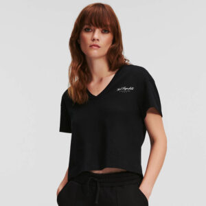 240W2170_999-mdl1 Hotel Karl Μαύρο T-Shirt Με V KARL LAGERFELD
