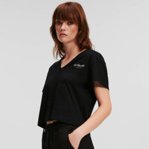 240W2170_999-mdl2 Hotel Karl Μαύρο T-Shirt Με V KARL LAGERFELD