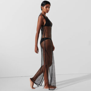 240W2207_999-mdl2 KARL LAGERFELD K/Beachwear Μαύρο Διχτυωτό Φόρεμα Με Παγιέτες