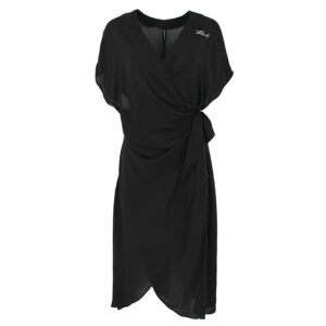 240W2268_999-00 K/Beachwear Midi Μαύρο Κρουαζέ Φόρεμα KARL LAGERFELD