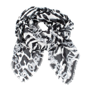 240W3303_998-01 K/Letters Animal Print Ασπρόμαυρη Εσάρπα KARL LAGERFELD