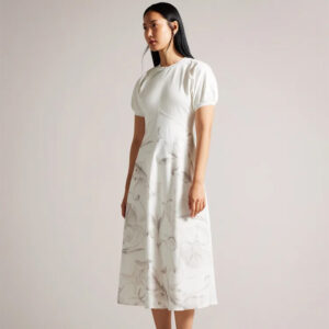 272694_WHT-mdl1 Magylee Άσπρο Midi Φλοράλ Φόρεμα TED BAKER