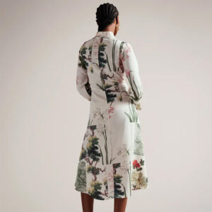 272770_WHT-mdl3 Ttayla Άσπρο Midi Φλοράλ Φόρεμα TED BAKER