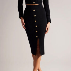 273365_BLK-mdl2 Betylou Μαύρη Midi Φούστα Με Κουμπιά TED BAKER
