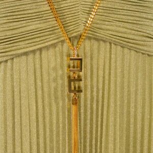 AB56341E2_105-02 Λαχανί Λούρεξ Αμπιγέ Maxi Φόρεμα ELISABETTA FRANCHI