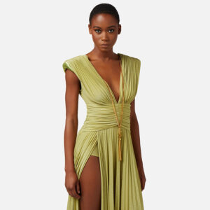 AB56341E2_105-mdl2 Λαχανί Λούρεξ Αμπιγέ Maxi Φόρεμα ELISABETTA FRANCHI