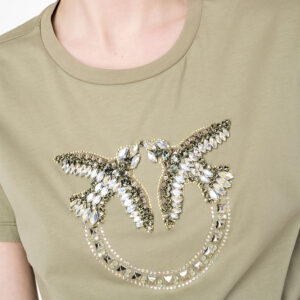100535A1R7_U84-mdl2 Quentin Χακί T-Shirt Με Love Birds pinko