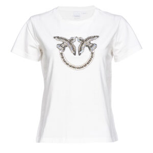 100535A1R7_Z14-00 Quentin Άσπρο T-Shirt Με Love Birds pinko