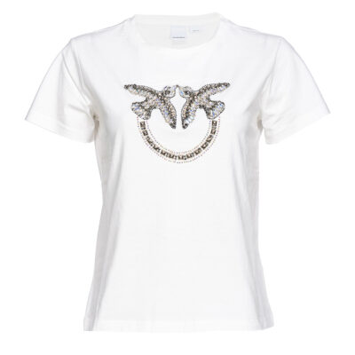 100535A1R7_Z14-00 Quentin Άσπρο T-Shirt Με Love Birds pinko