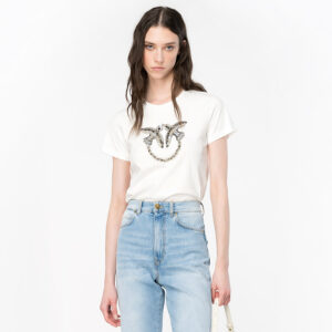 100535A1R7_Z14-mdl1 Quentin Άσπρο T-Shirt Με Love Birds pinko
