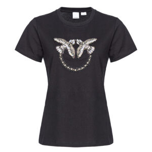 100535A1R7_Z99-00 Quentin Μαύρο T-Shirt Με Love Birds pinko