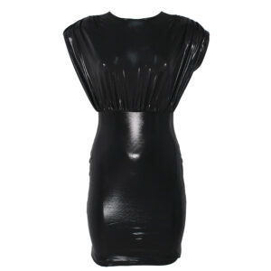 103153A1OE_Z99-00 Averno Κοντό Μαύρο Γυαλιστερό Φόρεμα pinko