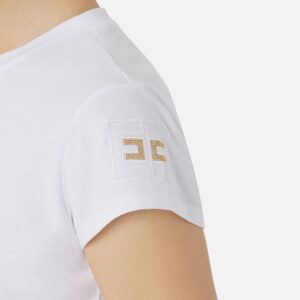 MA00441E2_271-mdl2 Άσπρο T-Shirt Με Logo Στο Μανίκι ELISABETTA FRANCHI