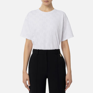 MA00641E2_270-mdl1 Άσπρο T-Shirt Με Βελουτέ Logo ELISABETTA FRANCHI
