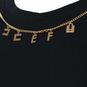 MA01141E2_110-02 Μαύρο T-Shirt Με Χρυσό Κολιέ ELISABETTA FRANCHI