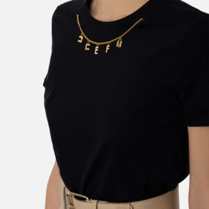 MA01141E2_110-mdl2 Μαύρο T-Shirt Με Χρυσό Κολιέ ELISABETTA FRANCHI