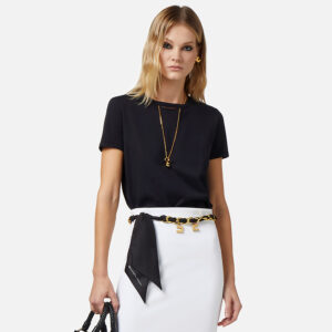 MA01741E2_110-mdl1 Μαύρο T-Shirt Με Άνοιγμα Και Κολιέ ELISABETTA FRANCHI