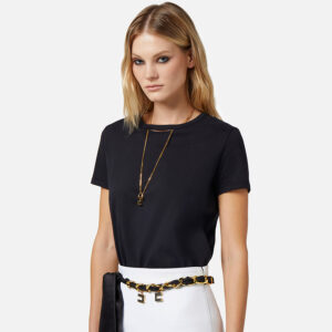 MA01741E2_110-mdl2 Μαύρο T-Shirt Με Άνοιγμα Και Κολιέ ELISABETTA FRANCHI
