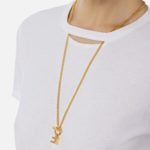 MA01741E2_270-mdl2 Άσπρο T-Shirt Με Άνοιγμα Και Κολιέ ELISABETTA FRANCHI