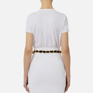 MA01741E2_270-mdl3 Άσπρο T-Shirt Με Άνοιγμα Και Κολιέ ELISABETTA FRANCHI
