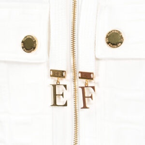 MD00541E2_360-02 Άσπρη Ανάγλυφη Ζακέτα Με Logo ELISABETTA FRANCHI