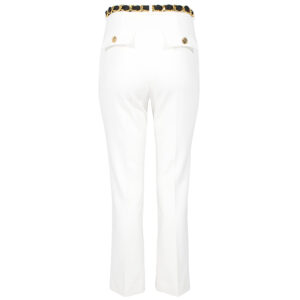 PAT1641E2_360-01 Άσπρο Παντελόνι Με Ζώνη Αλυσίδα ELISABETTA FRANCHI