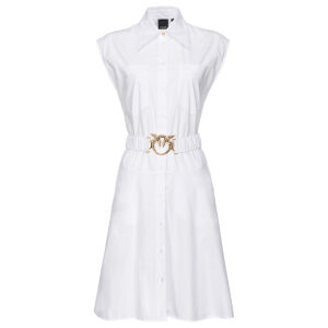 103111A1P4_Z04-00 Anaceta Mini Άσπρο Φόρεμα Με Ζώνη pinko