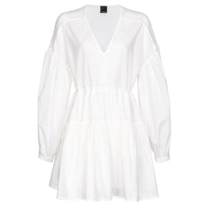 103741A1XN_Z05-00 Baaria Κοντό Άσπρο Φόρεμα Με Κρόσσια pinko
