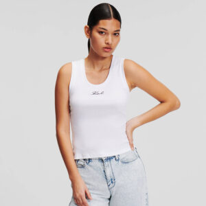241W1712_100-mdl1 Άσπρο Φανελάκι Με Logo KARL LAGERFELD