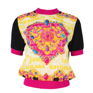 76HAFM19-CM25N_899-00 Κοντό Πλεκτό Εμπριμέ Μπλουζάκι VERSACE JEANS COUTURE